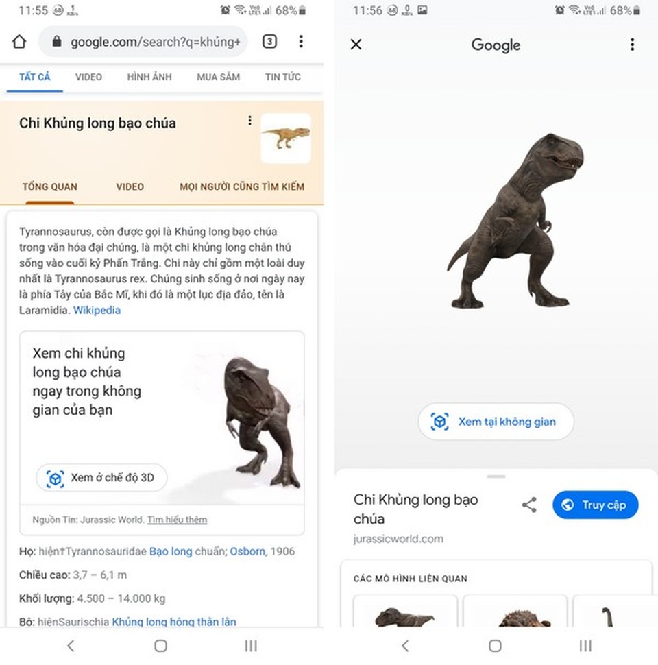 Hướng dẫn chụp ảnh cùng khủng long nhờ công nghệ AR trên smartphone - 2 Hướng dẫn chụp ảnh cùng khủng long nhờ công nghệ AR trên smartphone - 2
