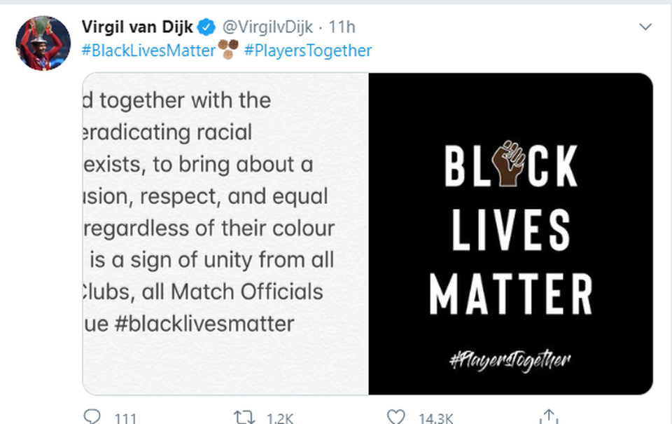Premier League thay tên cầu thủ trên áo đấu bằng Black Lives Matter - 2 Premier League thay tên cầu thủ trên áo đấu bằng Black Lives Matter - 2