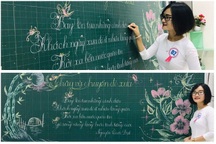 Mê mẩn những nét chữ "rồng bay - phượng múa" của các giáo viên trên bảng xanh