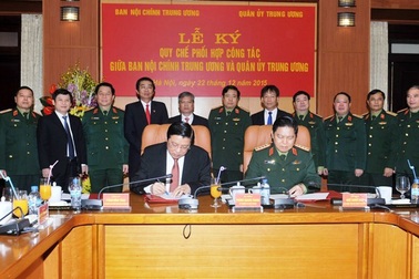 Ban Nội chính Trung ương và Quân ủy Trung ương ký kết quy chế phối hợp