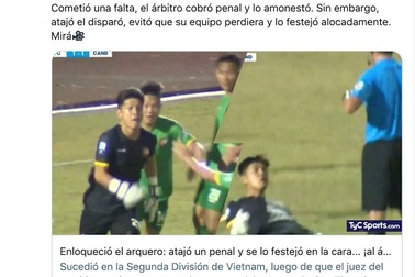 Hình ảnh thủ môn CLB Cần Thơ "phát điên" lên báo nước ngoài