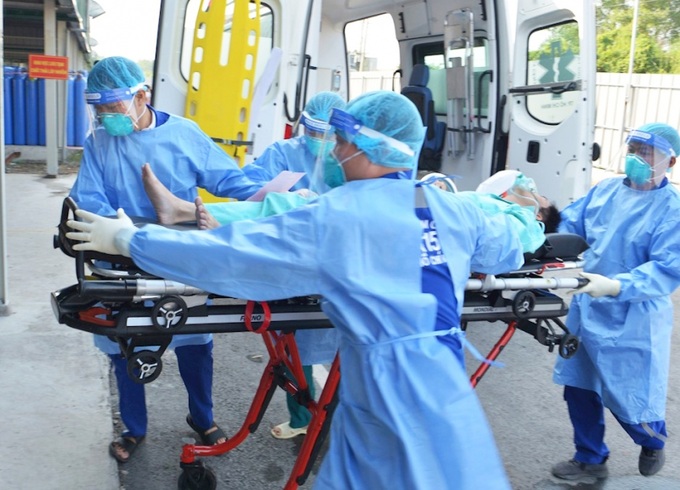 Một tình huống trong buổi diễn tập ứng phó dịch Covid-19.