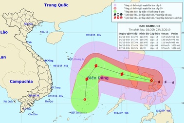 Bão Kammuri mạnh cấp 14 sắp vào Biển Đông