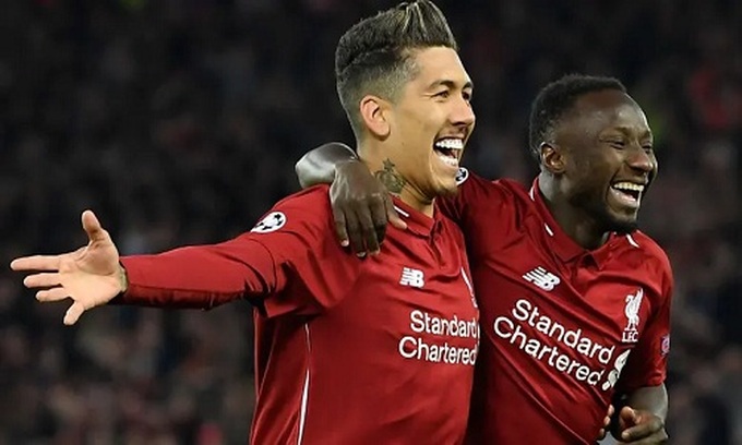 Firmino và Keita giúp Liverpool nắm lợi thế dẫn hai bàn ở lượt về. Ảnh: AFP.