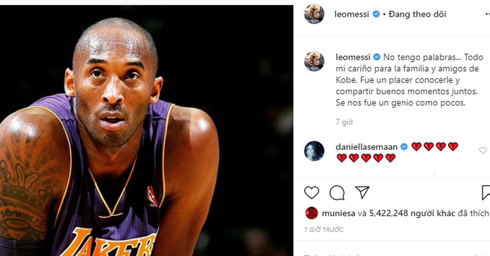 C.Ronaldo, Messi tiếc thương vì sự ra đi của Kobe Bryant - 2 C.Ronaldo, Messi tiếc thương vì sự ra đi của Kobe Bryant - 2