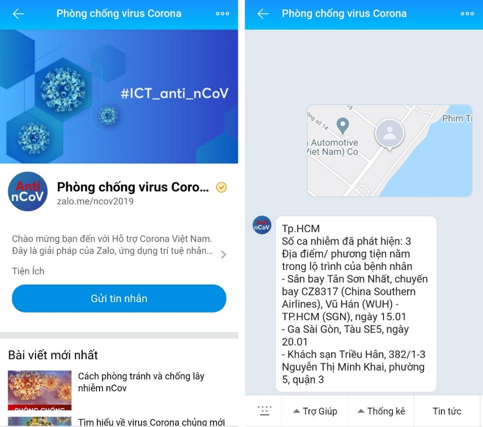 Ra mắt chatbot về nCoV trên Zalo, kiểm tra lây nhiễm theo địa phương - 2 Ra mắt chatbot về nCoV trên Zalo, kiểm tra lây nhiễm theo địa phương - 2