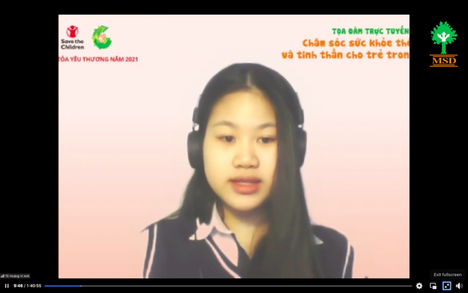 Em Tô Hoàng Vi Anh, học sinh trường THCS Nam Từ Liêm, Hà Nội.