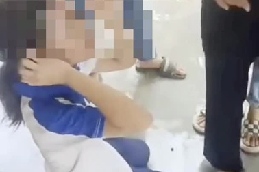 Nữ sinh bị tát, đạp dã man