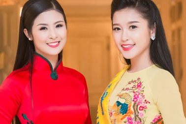 Hoa hậu Ngọc Hân hội ngộ Á hậu Huyền My tại Hà Nội