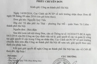Cục Cảnh sát Môi trường chuyển đơn thư công dân đến Công an TP Hà Nội giải quyết