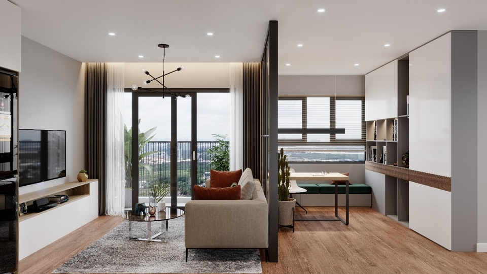 Biến hóa không gian 55 m2 thành căn hộ 2 phòng ngủ cực chuẩn - 2 Biến hóa không gian 55 m2 thành căn hộ 2 phòng ngủ cực chuẩn - 2