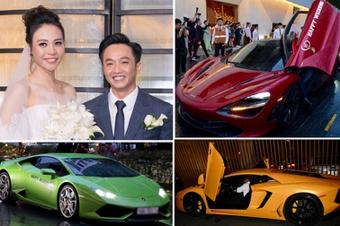 Choáng với dàn siêu xe đến dự đám cưới Cường Đôla và Đàm Thu Trang