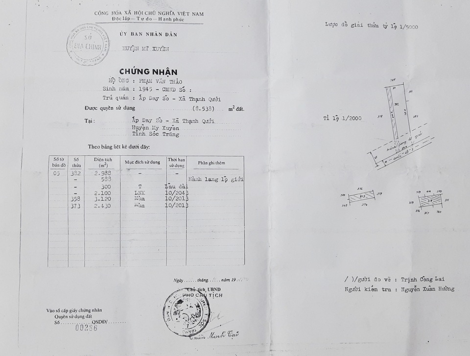 Đất dân được cấp “sổ đỏ” đúng quy định, tòa Sóc Trăng vẫn phán thua kiện! - 3 Đất dân được cấp “sổ đỏ” đúng quy định, tòa Sóc Trăng vẫn phán thua kiện! - 3