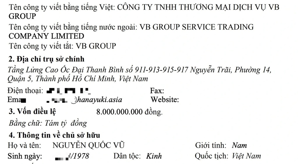 Hồ sơ công ty của chồng Đoàn Di Băng phân phối dầu gội đầu bị thu hồi - 1 Hồ sơ công ty của chồng Đoàn Di Băng phân phối dầu gội đầu bị thu hồi - 1