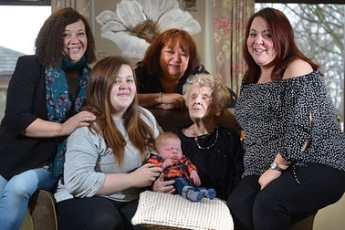 Gia đình 6 thế hệ, cụ bà 103 tuổi hạnh phúc đón chít đầu lòng