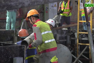 Thi công đêm tránh nóng tại ga ngầm S9 tuyến đường sắt Nhổn – Ga Hà Nội