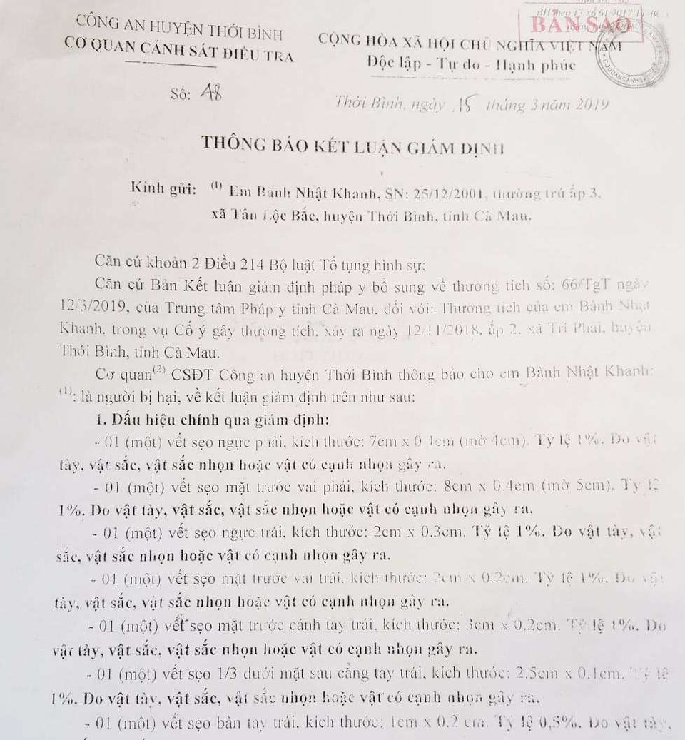 Một vụ cố ý gây thương tích bị “tố” không xử lý khách quan tại Cà Mau - 2 Một vụ cố ý gây thương tích bị “tố” không xử lý khách quan tại Cà Mau - 2
