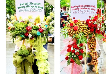 "Lạ mà chất": Lẵng hoa rau củ, vải thiều gây sốt ngày tổng kết cuối năm học
