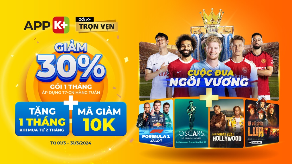 Xem Ngoại hạng Anh tranh ngôi vương kịch tính, Red Bull áp đảo tại Formula 1 2024 trên K+ - 4 Xem Ngoại hạng Anh tranh ngôi vương kịch tính, Red Bull áp đảo tại Formula 1 2024 trên K+ - 4