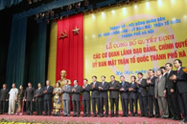 Hà Nội công bố lãnh đạo các cơ quan Đảng, Chính quyền, MTTQ