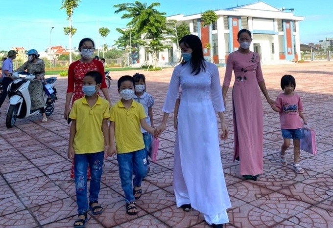 Trường Tiểu học Tân Tiến, tỉnh Bắc Giang đón học sinh khối 1 sáng 22/8.