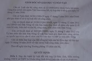 Cảnh cáo hiệu trưởng đề ra hàng chục khoản thu bất hợp lý