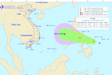 Xuất hiện vùng áp thấp gần Biển Đông