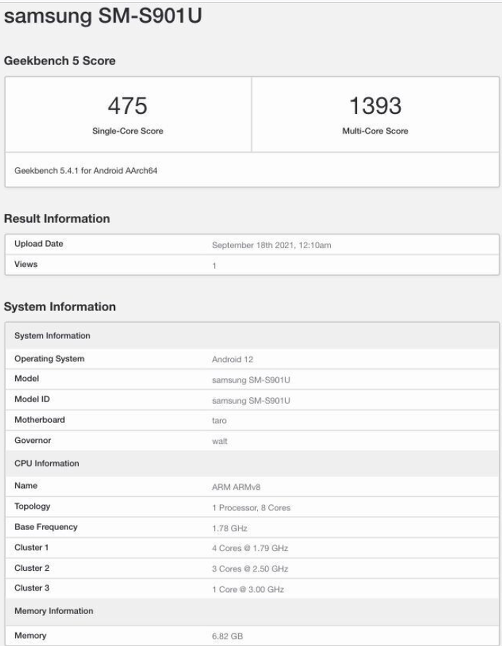 Thông tin rò rỉ từ Geekbench cho thấy Galaxy S22 nhiều khả năng sẽ sử dụng chip mới của Qualcomm và bộ nhớ RAM 8GB. Thông tin rò rỉ từ Geekbench cho thấy Galaxy S22 nhiều khả năng sẽ sử dụng chip mới của Qualcomm và bộ nhớ RAM 8GB.