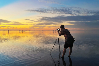 Du khách lội bùn, dậy từ 2h sáng ngắm "biển vô cực" ở Thái Bình