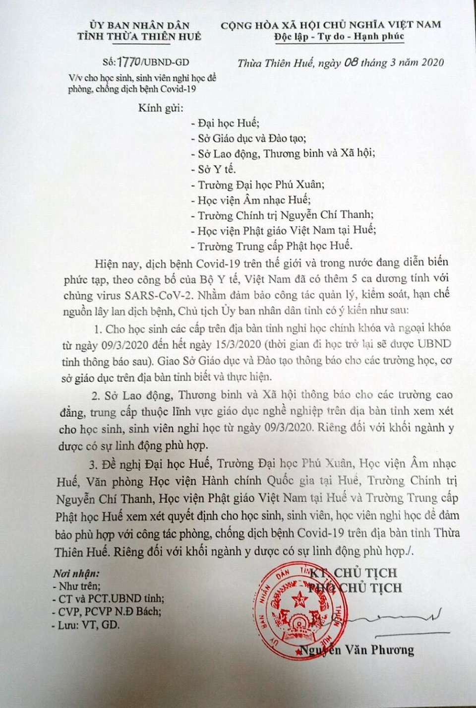 Đại học Huế cho hơn 45.000 SV nghỉ học đến hết ngày 15/3 sau 1 tuần đi học - 2 Đại học Huế cho hơn 45.000 SV nghỉ học đến hết ngày 15/3 sau 1 tuần đi học - 2