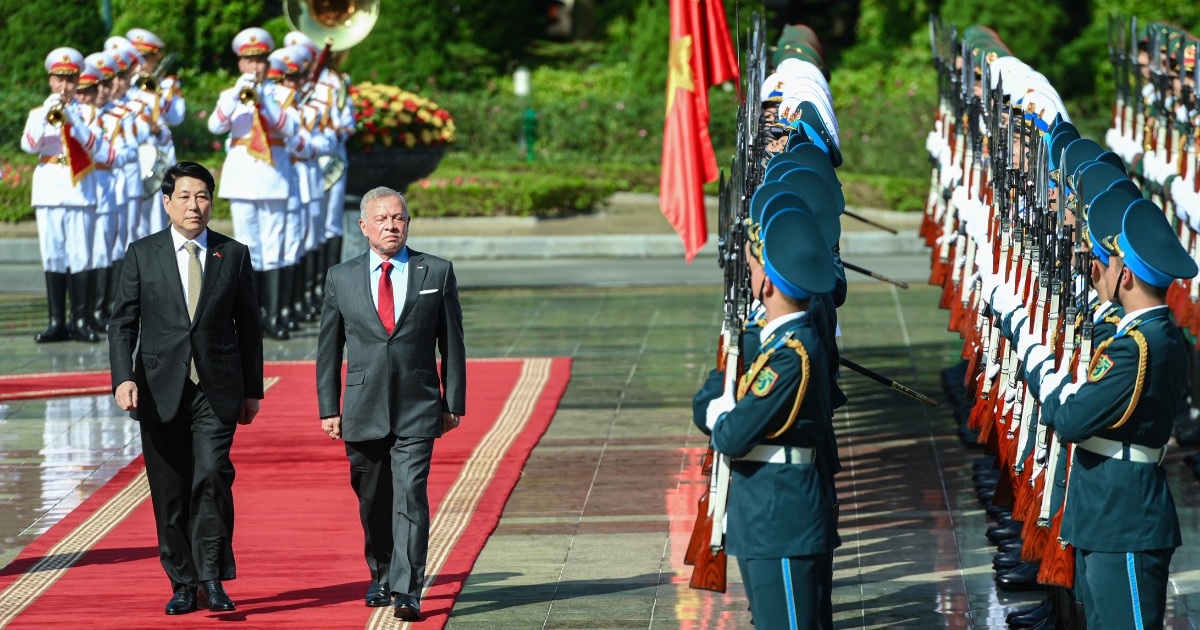 Chủ tịch nước Lương Cường chủ trì lễ đón Quốc vương Jordan thăm Việt Nam