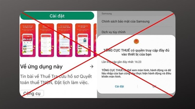 Hình ảnh về app giả mạo Tổng cục thuế.