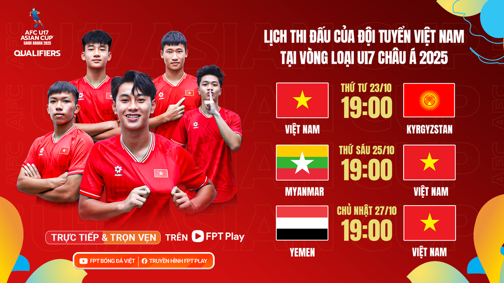 Lịch thi đấu của U17 Việt Nam ở vòng loại giải châu Á - 2