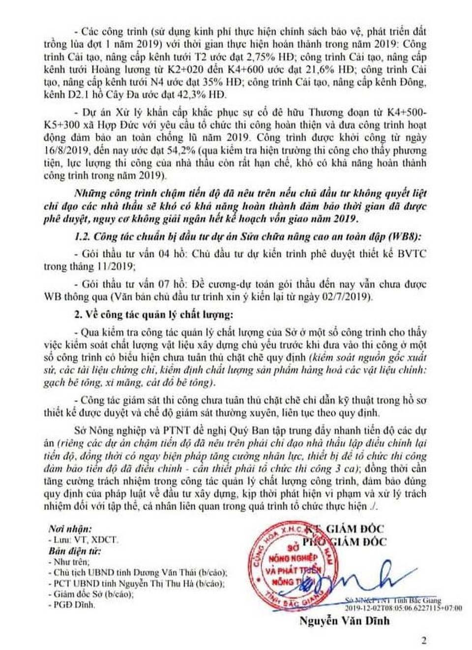 Hàng loạt dự án phục vụ sản xuất nông nghiệp chậm tiến độ bất thường tại Bắc Giang - 2 Hàng loạt dự án phục vụ sản xuất nông nghiệp chậm tiến độ bất thường tại Bắc Giang - 2