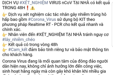 “Trảm” cơ sở quảng cáo xét nghiệm virus corona tại nhà