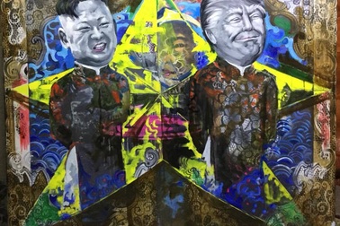 Chiêm ngưỡng tác phẩm hoạ sĩ Việt vẽ chân dung nhà lãnh đạo Mỹ - Triều Tiên