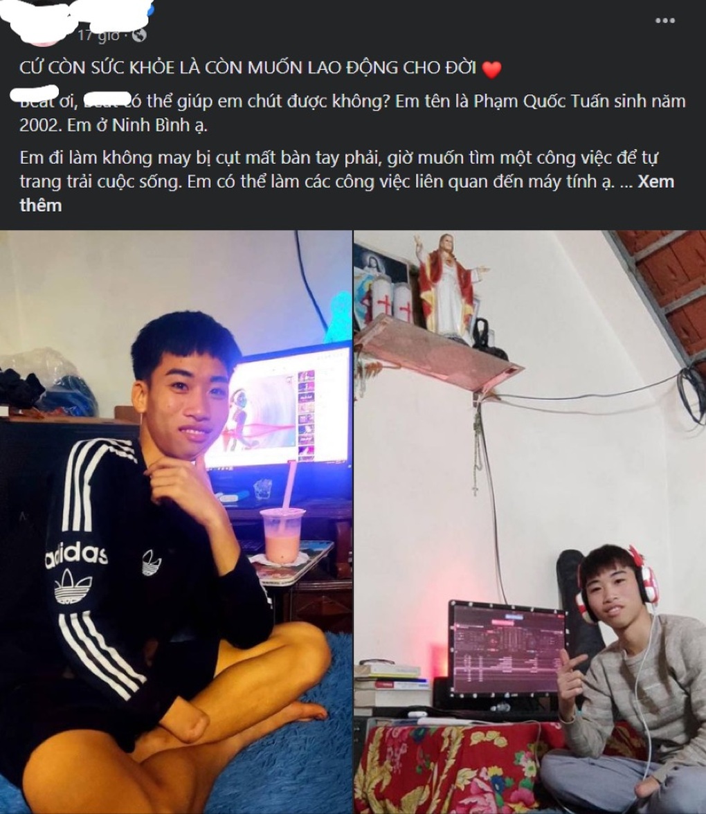 Chàng trai chỉ còn một bàn tay đăng đàn tìm việc khiến nhiều người cảm động - 1