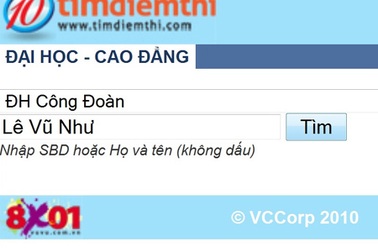 Tìm điểm thi qua wap của Mobifone