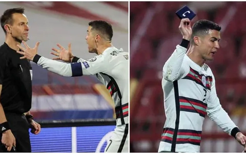 C.Ronaldo nổi khùng ném băng đội trưởng, trọng tài lên tiếng xin lỗi - 1 C.Ronaldo nổi khùng ném băng đội trưởng, trọng tài lên tiếng xin lỗi - 1