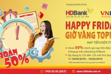 12h trưa thứ 6, nạp tiền điện thoại hoàn 50% giá trị