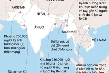 [Infographics] Mưa lũ gây thiệt hại nặng nề tại nhiều nước châu Á