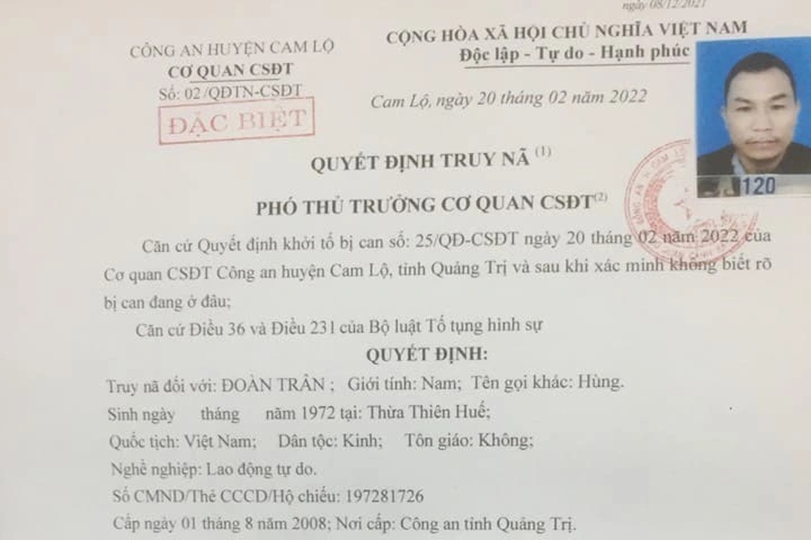 Truy nã 2 bị can khoét tường trốn khỏi trại tạm giam - 1 Truy nã 2 bị can khoét tường trốn khỏi trại tạm giam - 1