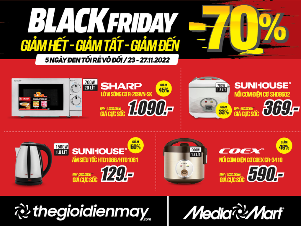 Black Friday: Siêu thị điện máy giảm đến 70% tất cả sản phẩm - 3 Black Friday: Siêu thị điện máy giảm đến 70% tất cả sản phẩm - 3