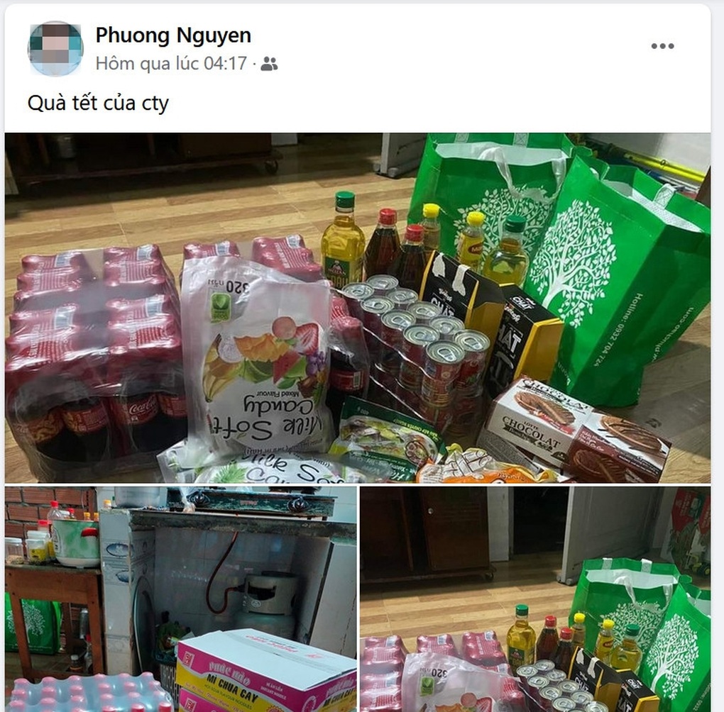 Công nhân phấn khởi khoe quà Tết nặng ký chất đầy nhà - 1 Công nhân phấn khởi khoe quà Tết nặng ký chất đầy nhà - 1