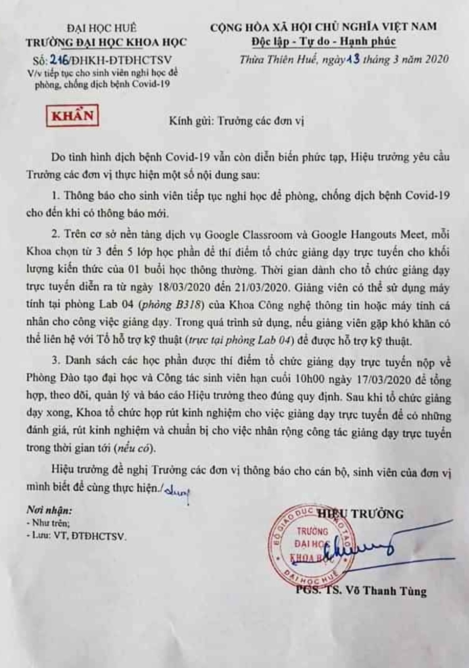 Đại học Huế tiếp tục cho sinh viên nghỉ, học online ở nhà - 1 Đại học Huế tiếp tục cho sinh viên nghỉ, học online ở nhà - 1