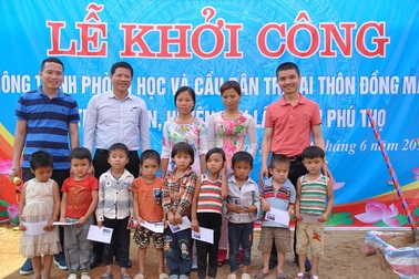Khởi công công trình phòng học Dân trí thứ 19 và cầu Dân trí thứ 16 tại Phú Thọ