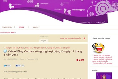 Yahoo Việt Nam đóng cửa dịch vụ blog