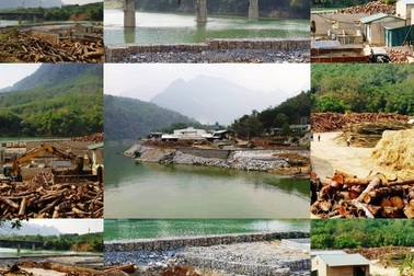 Đổ hàng nghìn khối đá xây kè lấn sông Mã làm nhà xưởng