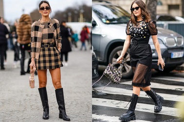 Bí kíp diện váy với giày boots để trông sành điệu, tôn dáng