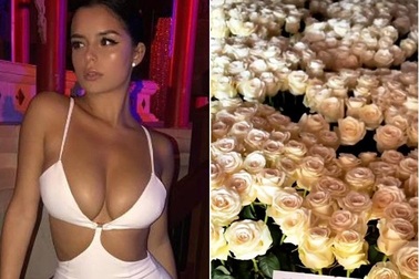 Mặc hở bạo, Demi Rose khoe hoa hồng "khủng" fans tặng